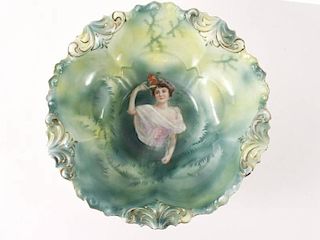 R.S. Prussia Porcelain Bowl with Portrait, c. 1900