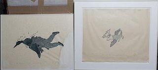 * A Group of Seven Prints by Various Inuit and Canadian Artists, Height of largest 25 x width 32 1/2 inches.