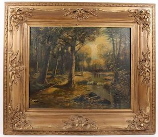 Oil on Canvas Landscape Painting, Signed H. Hall