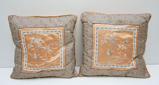 2 CHINESE EMBROIDERED SILK PILLOWS