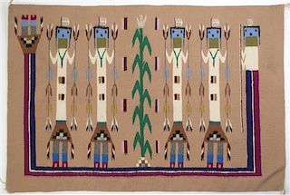 * A Yei Navajo Weaving. Height 41 1/2 x width 28 inches.