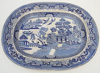 19th c. STAFFORDSHIRE BLUE WILLOW PLATTER
