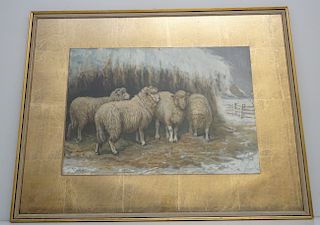 ORIGINAL SHEEP IN WINTER GOUACHE