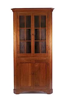 20th C. American Stained Wood Corner Cabinet