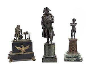 Three Bronze Napoleonic Figures, Height of tallest overall 12 1/2 inches.