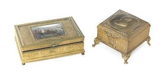 A French Gilt Metal Musical Table Casket, Width 6 1/2 inches.