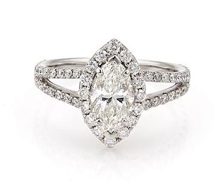 Solitaire 1.25ct Marquise Diamond 18k Gold Ring