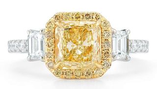 GIA 18k Gold Natural Fancy Yellow Diamond Ring