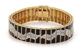 3.30ct Diamond Black Onyx 18k Gold Fancy Bracelet