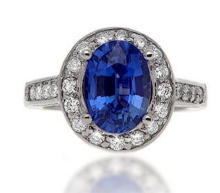 14K Gold 2.93 Sapphire and Diamond Ring