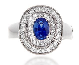 18K Gold 1.22ct Sapphire and Diamond Ring