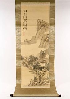 Japanese Hanging Scroll, Mountain Landscape