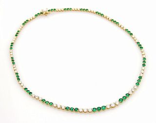 Tiffany & Co. 9.50ct Diamond Emerald 18k Necklace