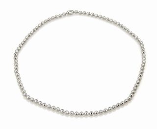 Cartier 3ct Diamond 18k White Gold Beaded Necklace