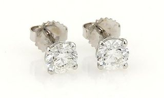 GIA 2.01ct Diamond 14k White Gold Stud Earrings