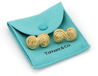 Tiffany & Co 18k Gold Spiral Huggie Earrings