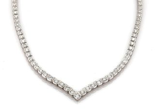5.25ct Diamond 14k Gold "V" Shape Tennis Necklace