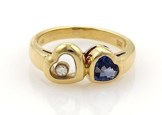 Chopard Happy Diamond Sapphire Double Heart Ring