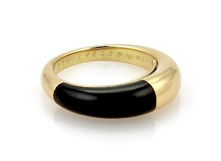 Vintage Cartier Onyx 18k Yellow Gold Band Ring
