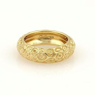 Vintage Cartier 18k Gold Textured Dome Band Ring