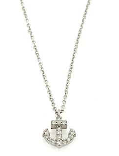 Tiffany & Co. Metro 18k White Gold Anchor Necklace