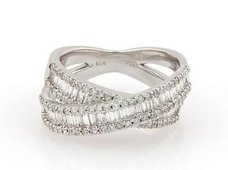1.65ct Diamond 18k White Gold Crossover Ring