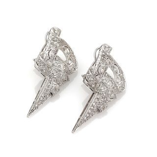 Art Deco Platinum 1.50ct Diamond Milgrain Earrings