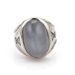 Vintage 14k Diamond & 16.60ct Star Sapphire Ring