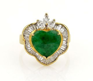 1.50ct Diamond Jade Heart Fancy 18k Cocktail Ring