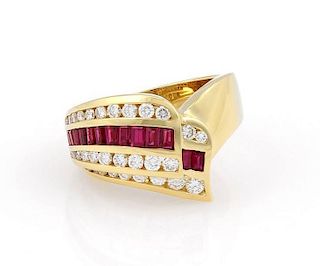 Charles Krypell 18k Ruby & Diamond Cocktail Ring