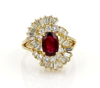 Estate 18k 2.65ct Diamond & Ruby Cocktail Ring