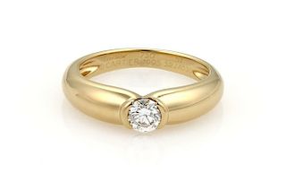 Cartier 18k Semi Bezel Set Diamond Solitaire Ring