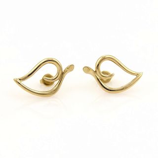 Tiffany & Co. 18k Yellow Gold Open Leaf Earrings