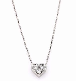 Tiffany & Co. Platinum & Diamond Heart Necklace