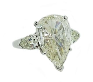 Estate Platinum 7.5ctw Pear Shape Diamond Ring