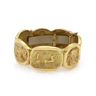 18k Gold & Diamond Mythological Scenic Bracelet