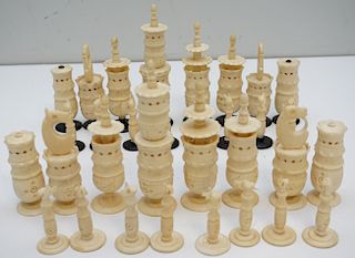 HAND CARVED MID CENTURY CHESS SET