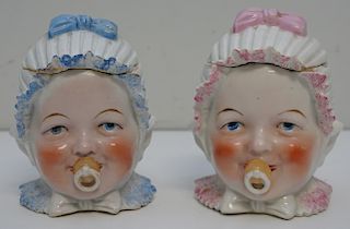 2 FIGURAL BABY HEAD HUMIDORS