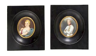 Two Continental Napoleonic Portrait Miniatures, Height 2 1/2 x width 2 inches.