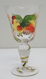 13 HAND PAINTED ROOSTER GOBLETS