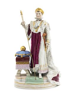 A German Porcelain Napoleonic Figure, Scheibe-Alsbach, Height 14 1/8 inches.