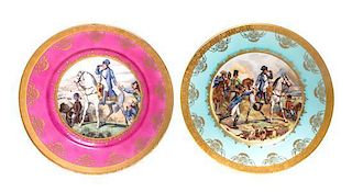 Two Royal Vienna Style Porcelain Plates, Josef Kuba Werkstatte, Diameter 10 1/2 inches.