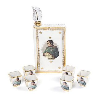 A Continental Porcelain Drinks Set, Height of first 9 3/4 inches.