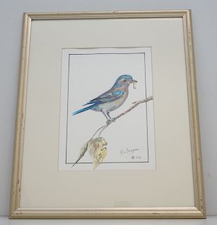 ORIGINAL BLUEBIRD WATERCOLOR - BRINGMAN