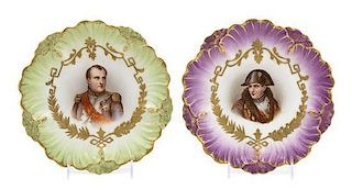 Two Sevres Style Porcelain Cabinet Plates, Diameter 9 1/8 inches.