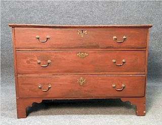 RED 3 DRAWER LOW CHEST 28 1/2" TALL X 39" WIDE