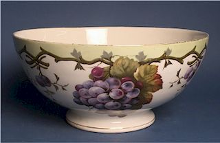 HAND PAINTED GERMAN PORCELAIN PUNCH BOWL  13 3/4"