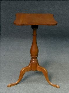 CHERRY CANDLESTAND W/ SHAPED TOP, 26 1/2" TALL