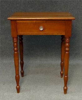 NY CHERRY 1 DRAWER STAND W/ TURNED LEG C.1830