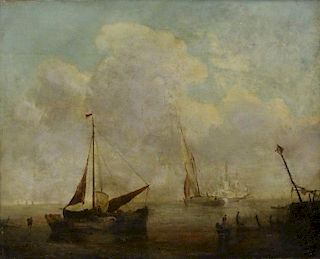 FLEMISH School, 19th Century. Oil on Canvas. Ships